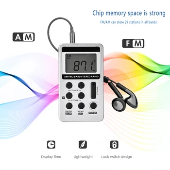 

Digital Pocket Radio Radio AM FM Radio Portable Stereo Big LCD Screen Radio With Earphone Lock Button Designfor Student Elderly