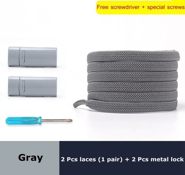Magnetic lock Elastic Shoelaces Flat Of Sneakers No tie Shoe Laces Metal locking Easy to put on and take off Lazy Shoelace gray
