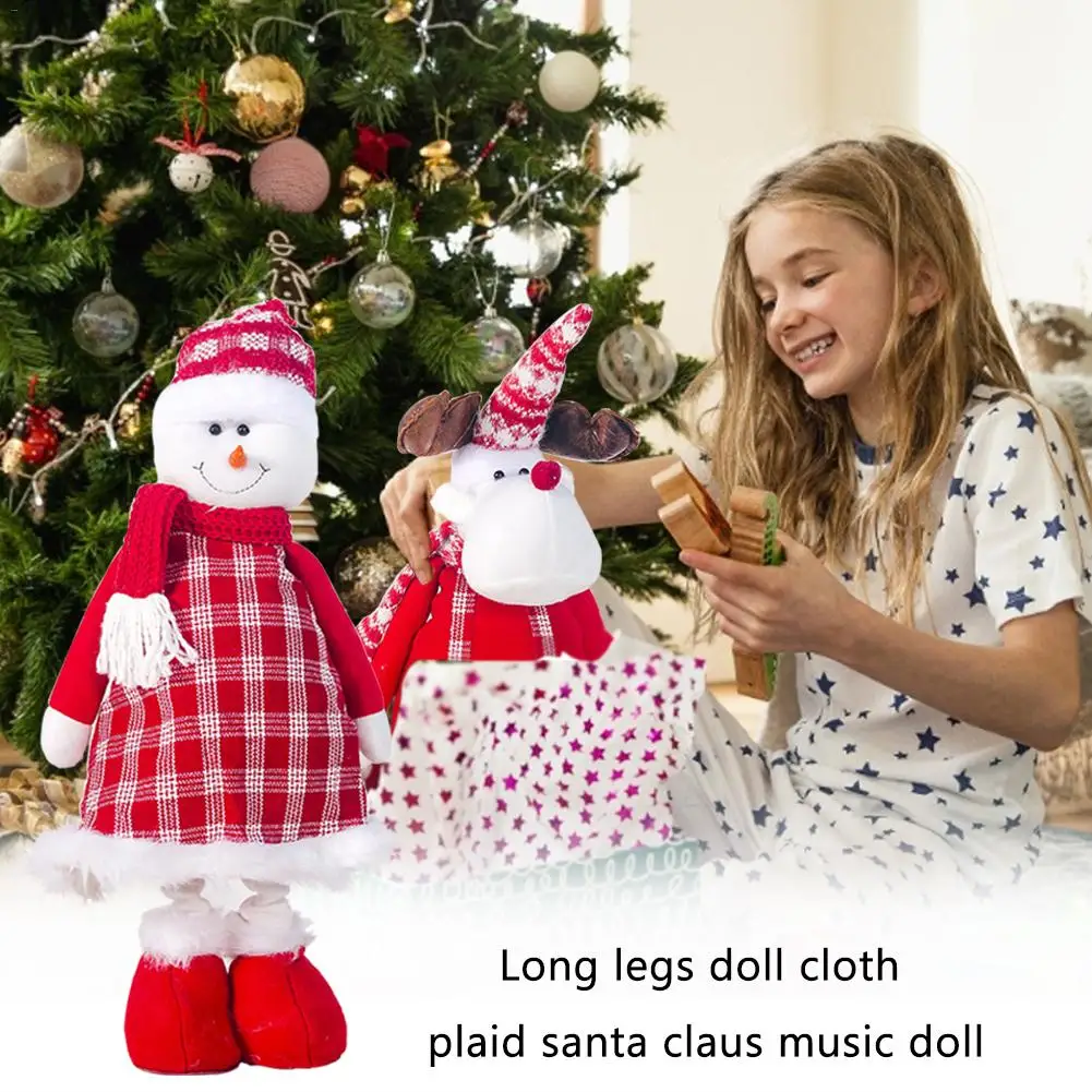 Большие размеры, новогодние куклы, длинные ноги, кукла, ткань, плед, Санта-Музыкальная кукла, Рождественское украшение-кукла, дом, Счастливого Рождества, год