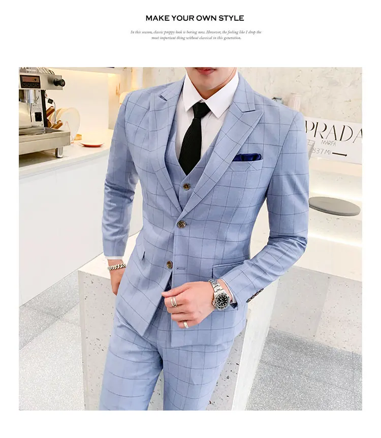Мужские костюмы с брюками trajes para hombre сетка Мужская мода плюс размер свадебное платье 3 шт костюмы мужчины высокого класса мужской смокинг