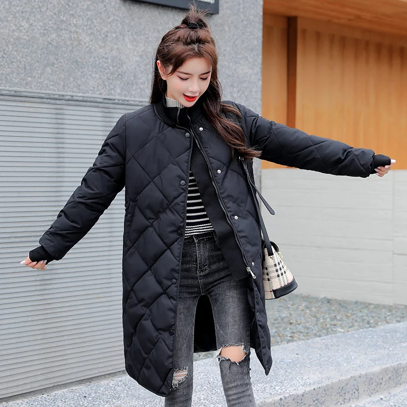 Gola com Faixas Parkas de Algodão Inverno Sólido Longo Jaqueta Feminina Grosso Acolchoado Tamanho Grande Outwear Cabolsas Casuais 2020 8 com faixas parkas de algodão grosso acolchoado