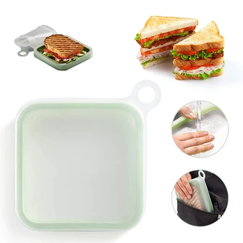 

Health Portable Reusable Silicone Sandwich Case Lunch Box Toast Box Soft Silicon Tableware Student Lunch Box Kitchen Accessories