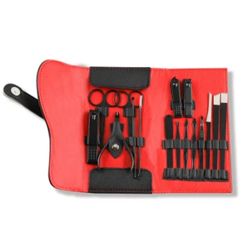 

15Pcs Stainless Steel Pedicure Professional Nail Clipper Set Cuticle Eagle Hook Tweezer Manicure Beauty Tools Kit PU Bag