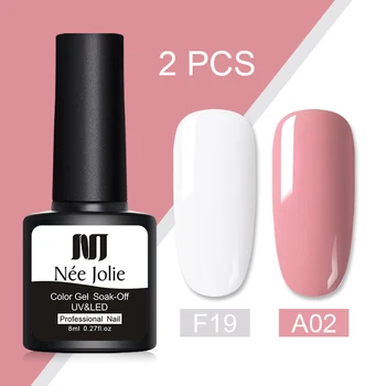 

Nee Jolie 8ml Glitter UV Gel Nail Polish Set Solid Color LED Nail Gel Varnish Semi Permanent Nail varnish Sequins Gel 2pcs/set