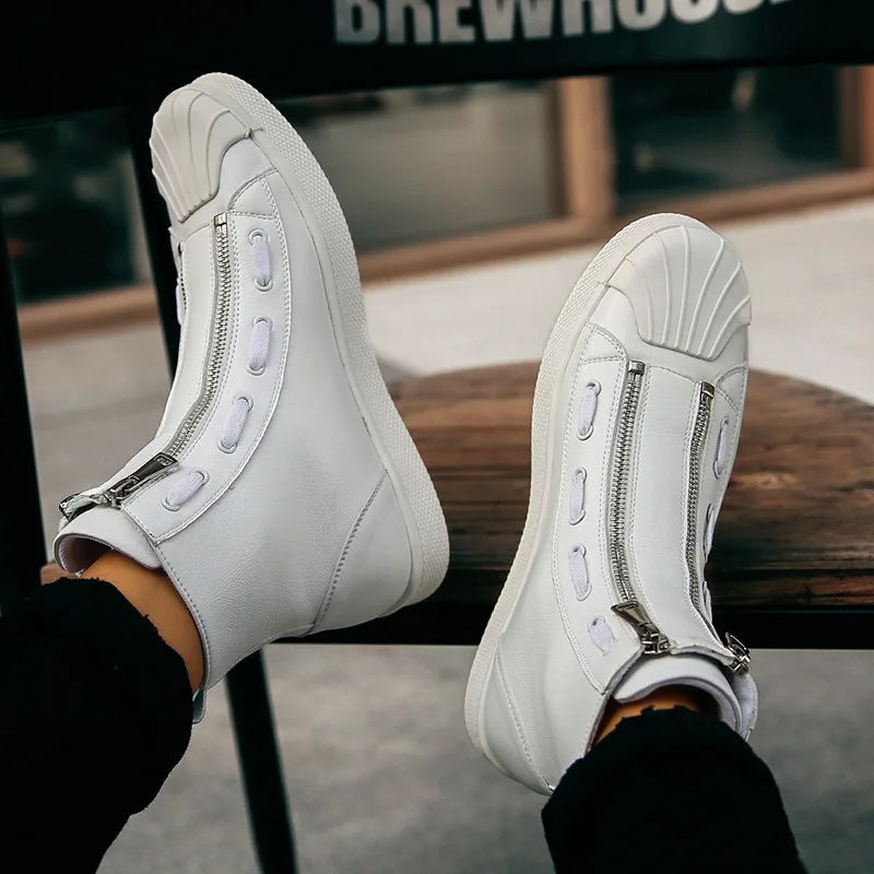 

2018 Autumn New Style Hip Hop High-top Board Shoe Men Shoes Korean-style Fashion Genuine Leather Breathable Versatile Men Casual