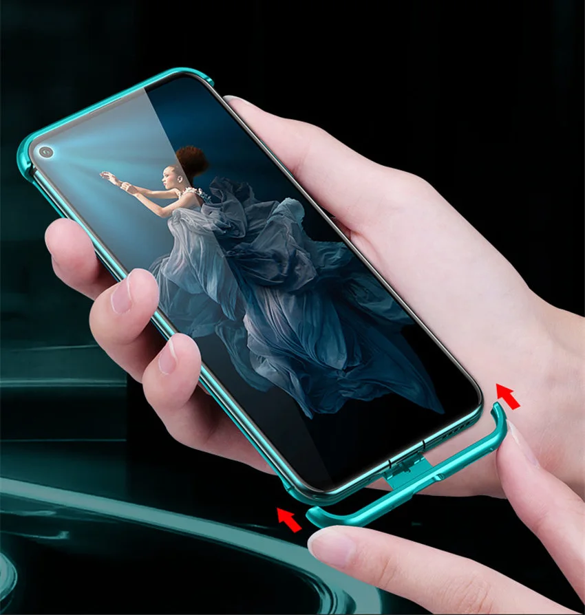 R-just Borderless Series Metal Frame Phone Case For Huawei Honor 20 Protect Case Glass Back Cover Cases For Huawei Honor 20 Pro (4)