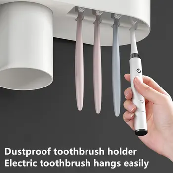

New Wall-mounted Toothbrush Holderr Automatic Toothpaste Dispenser Holder Wall Mount Rack Storage For Bathroom Home