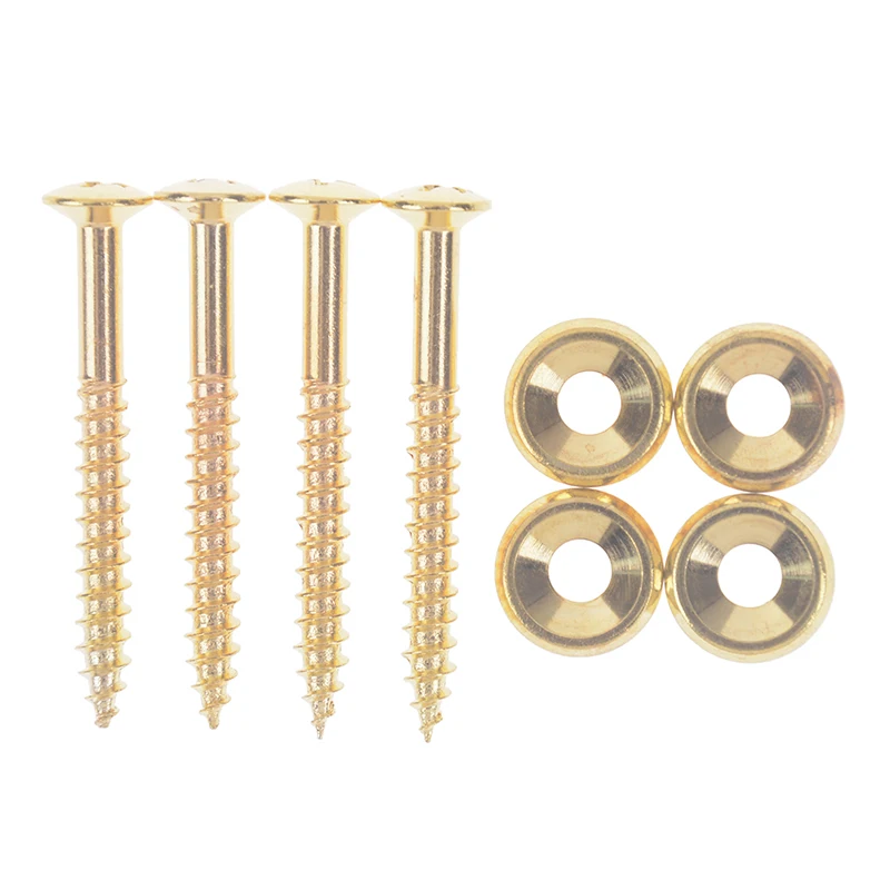 4pcs Guitar Neck Joint Plate Screw Bushings Ferrules For Neck Mounting With Screws Black - Chrome Sliver- Gold