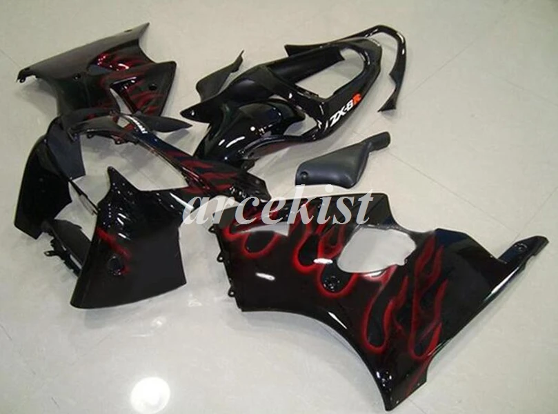 ABS мотоцикл Полный обтекатели комплект подходит для kawasaki Ninja ZX-6R 636 6R 00 02 01 2000 2001 2002 набор тела красное пламя