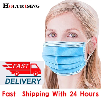 

50Pcs/lot Disposable Protective Mask 3 Layer Nonwove Ply Filter Mouth Face Mask Anti-Dust Anti-Fog Meltblown Earloop Mouth Mask