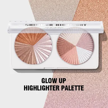 

Langmanni Highlighter 1pcs Double-disc Mixed Color High-gloss Stereo Delicate Face Contour Shimmer Powder Illuminator Cosmetics