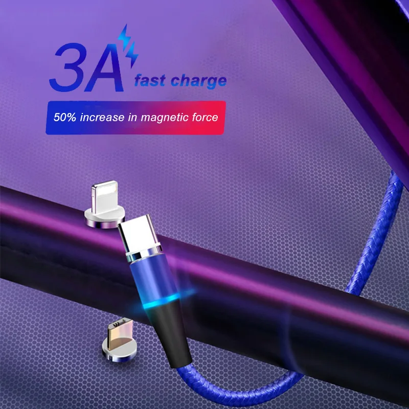 2M 3A Magnetic Cable Quick charge 3.0 Micro USB Charger Type C Fast Charging For iPhone 7 XS Samsung S8 Magnet Phone Cables | Мобильные