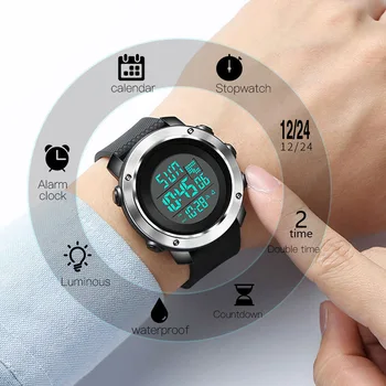 

SKMEI Business Simple Watch Men PU Strap Multifunction LED Display Watches 5Bar Waterproof Digital Watch reloj hombre