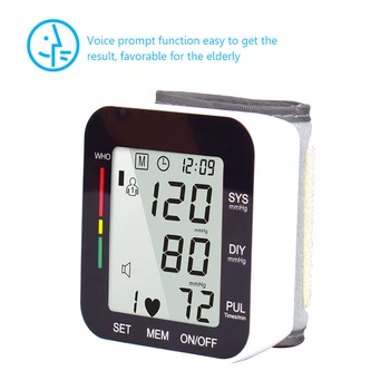 

Pulse Oximeter Tonometer Blood Pressure Monitor with Voice Prompt Function Automatic Intelligent Wrist Sphygmomanometer 2-user