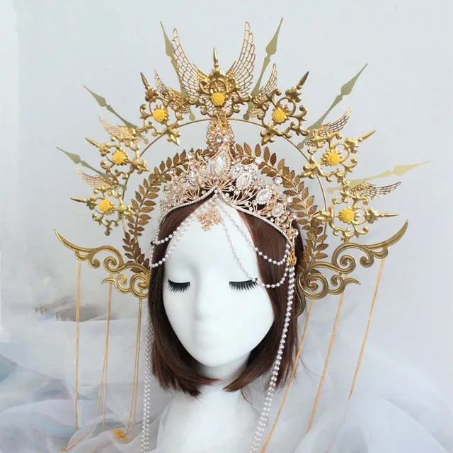 Paquete de DIY Vintage Lolita en relieve Halo corona perla Cadena de cuentas diadema sol madrina de Metal hazlo tú para cabello| - AliExpress