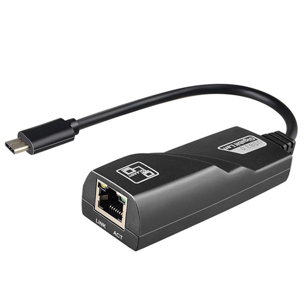 Черный Type C to RJ45 Gigabit 1000M Networks Ethernet Adapter for Laptop Home Office PUO88 - Цвет: Черный