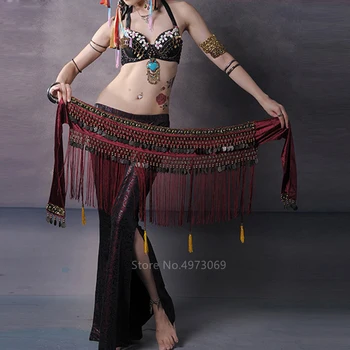 

Belly Dance Hip Scarf Costume for Women India Egypt Belly Belt Gold Sequin Coin Tassel Dancing Wear Accessories Wrap Waist Chain