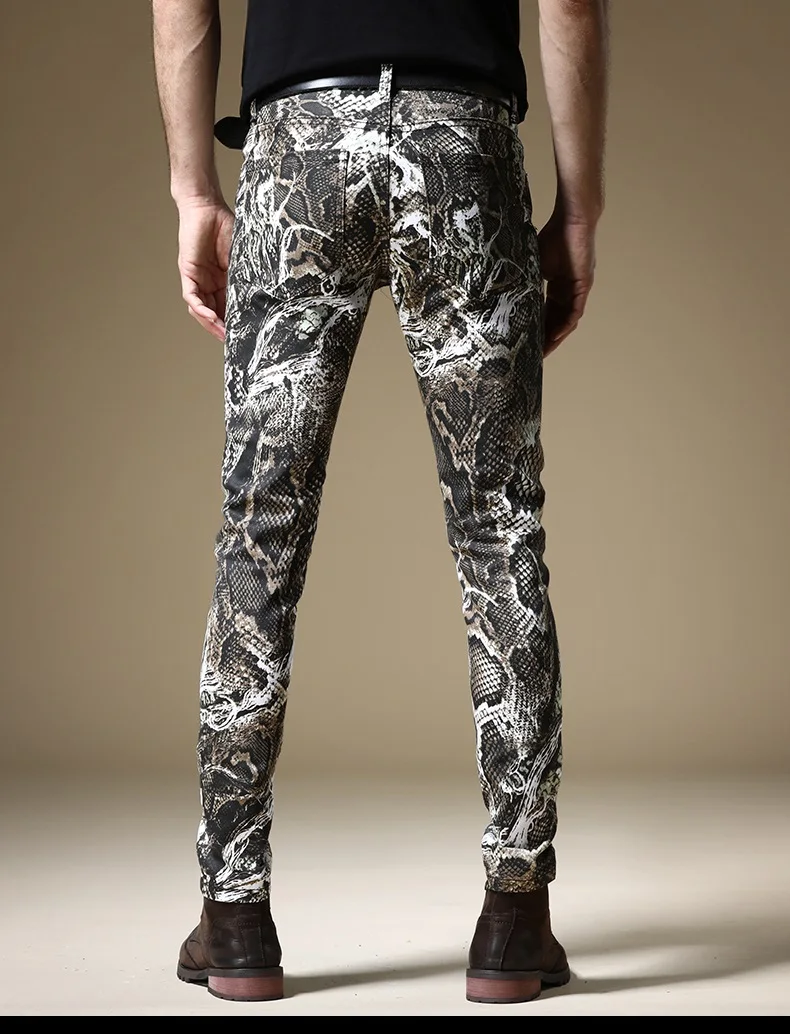 Snake Skin Printed Jeans Fashion 