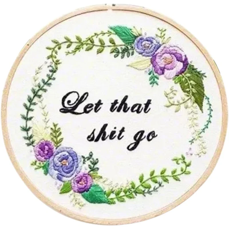 A2 DIY Handmade Full Range Of Embroidery Starter Kit With Pattern Cross Stitch Kit With Bamboo Embroidery Hoop - Color: A2