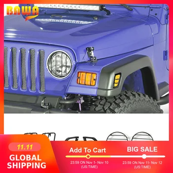 

BAWA Lamp Hoods Wheel eyebrow Turn Singal Cover for Jeep Wrangler TJ 1997-2006 Metal Car Turn Signal Light Decoration