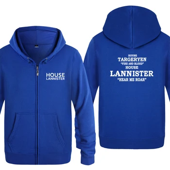 

Game Of Thrones House Lannister Targaryen Hoodies Men 2018 Men's Fleece Zipper Cardigans Hooded Sweatshirts