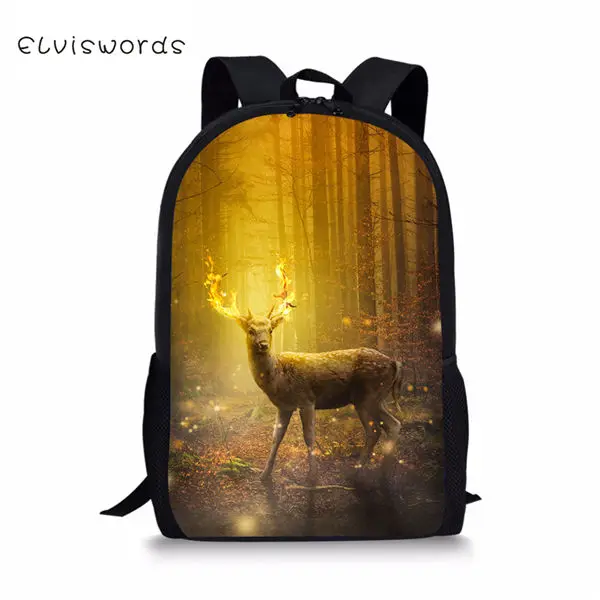 CDWX3879C ELVISWORDS комплект из 3 предметов, детский школьный рюкзак, художественный Фэнтези, олень, школьные сумки, Kawaii, животные, студенческий рюкзак/мешок с закрылками/пеналы для ручек - Цвет: CDWX3879C