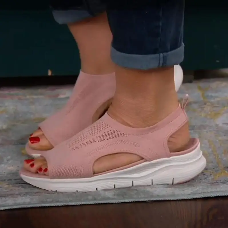 Women Summer Mesh Casual Sandals Ladies Wedges Outdoor Shallow Platform Shoes Female Slip-On Light Comfort Shoes Plus Size