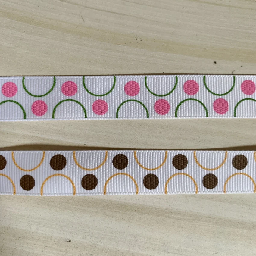 

50 ярдов, 5/8 дюйма, 16 мм, корсажная лента с принтом в виде кругов для бантов для волос, упаковки подарков, поделок ручной работы