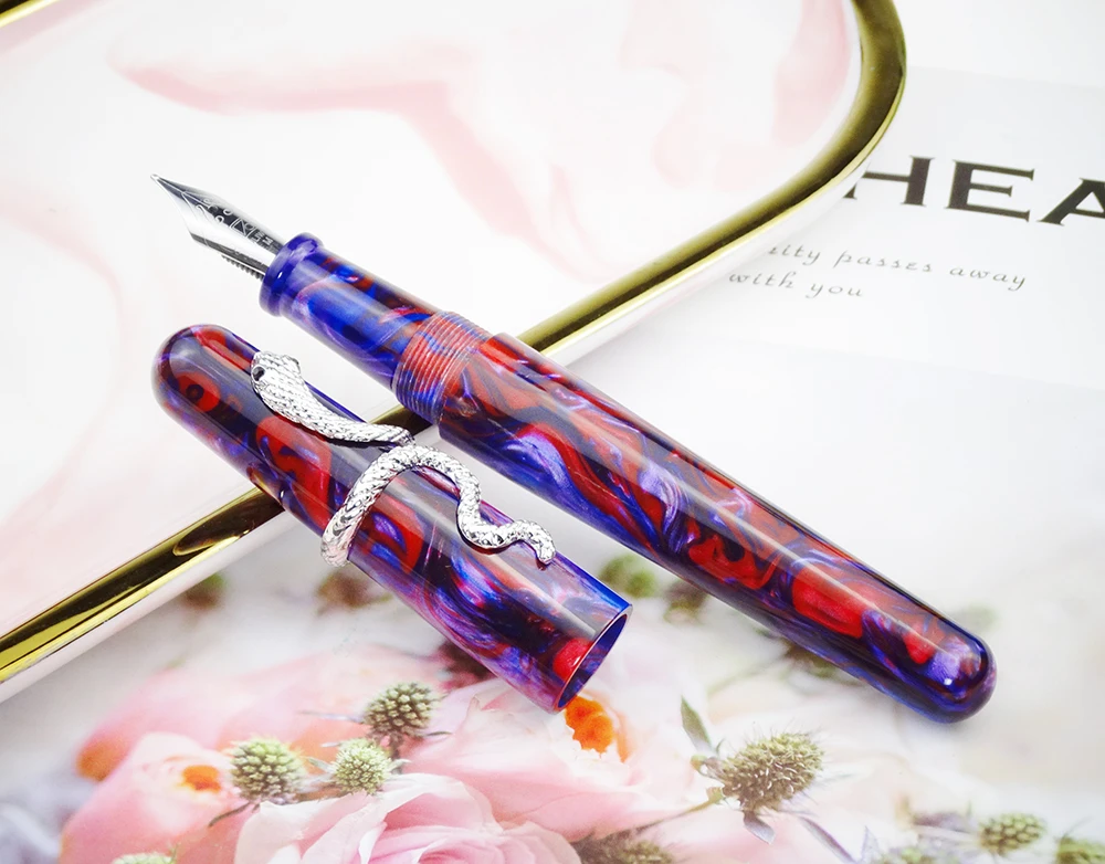 bovenstaand Decoderen details Fuliwen 017 Fountain Pen Resin Acrylic Harbor Sunset Big Size Pen with  Unique Snake Ring M Nib Luxury Gift Ink Pen|Fountain Pens| - AliExpress