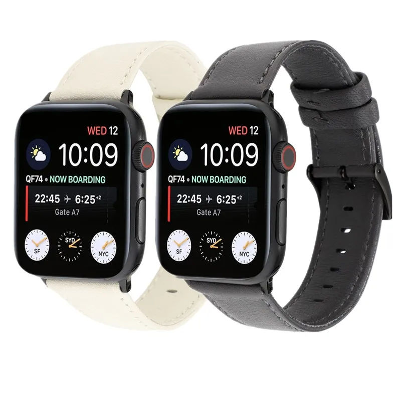 5 цветов браслет из телячьей кожи для Apple Watch 44 40 мм сменный ремешок натуральной