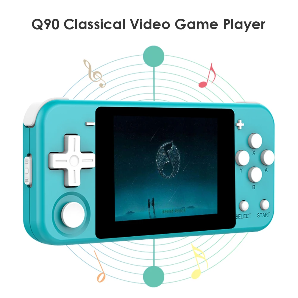 POWKIDDY Q90 Retro Game Console 3.0 inch IPS LCD Game Player Dual System Classic Handheld Device Built-In 2000 Games Boy Gift