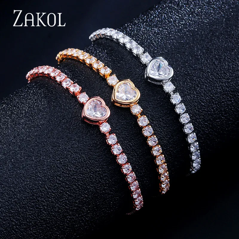 ZAKOL новый круглый теннисный браслет для женщин блестящие кубические циркониевые