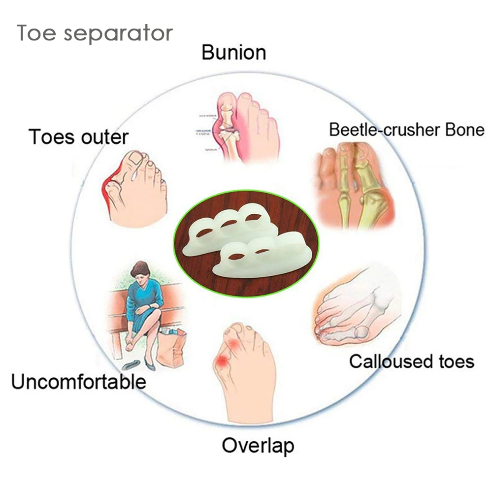 1Pair Silicone Gel Hammer Toe Separator Correction Straightener Orthopedic Metatarsal Rings Feet Care Shoes Cushion foot Pads