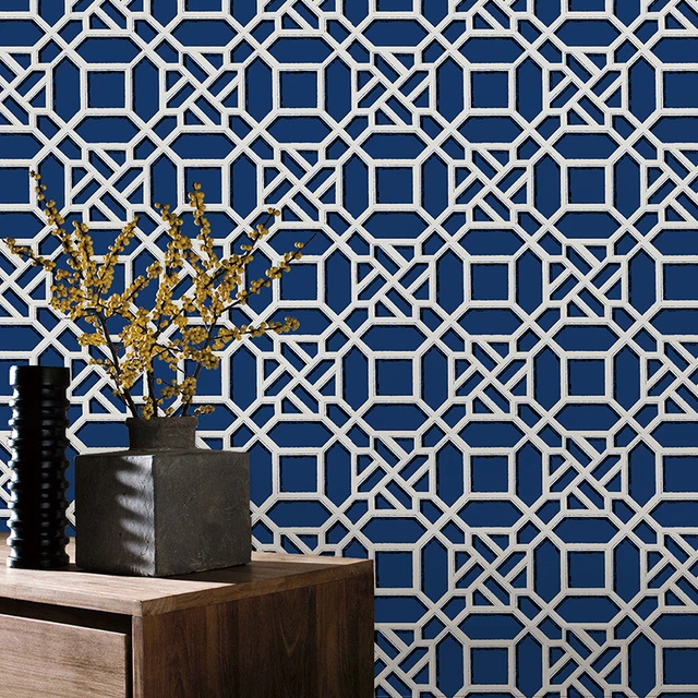 navy blue geometric wallpaper