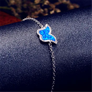 

New Silver Bracelet Temperament Female Models Wild Butterfly True Opal Bracelet Chain