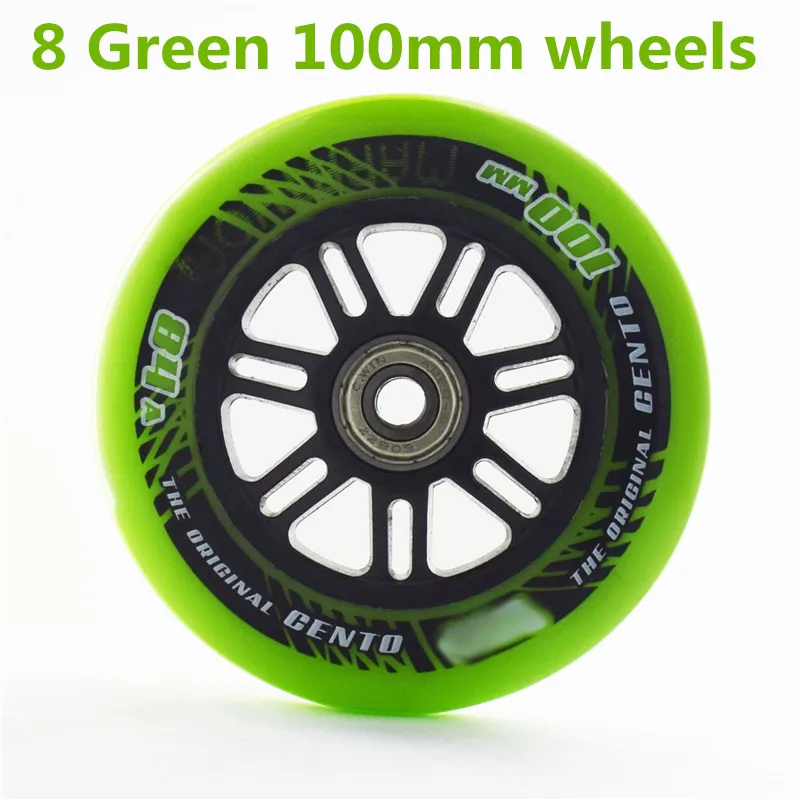 8 Green 100mm Супер стоит 84A 100 мм Оригинальное колесо для катания на коньках Cento 100 трек роликовые коньки Patines 4*100 мм шасси Ruedas ABEC9 - Цвет: 8 Green 100mm