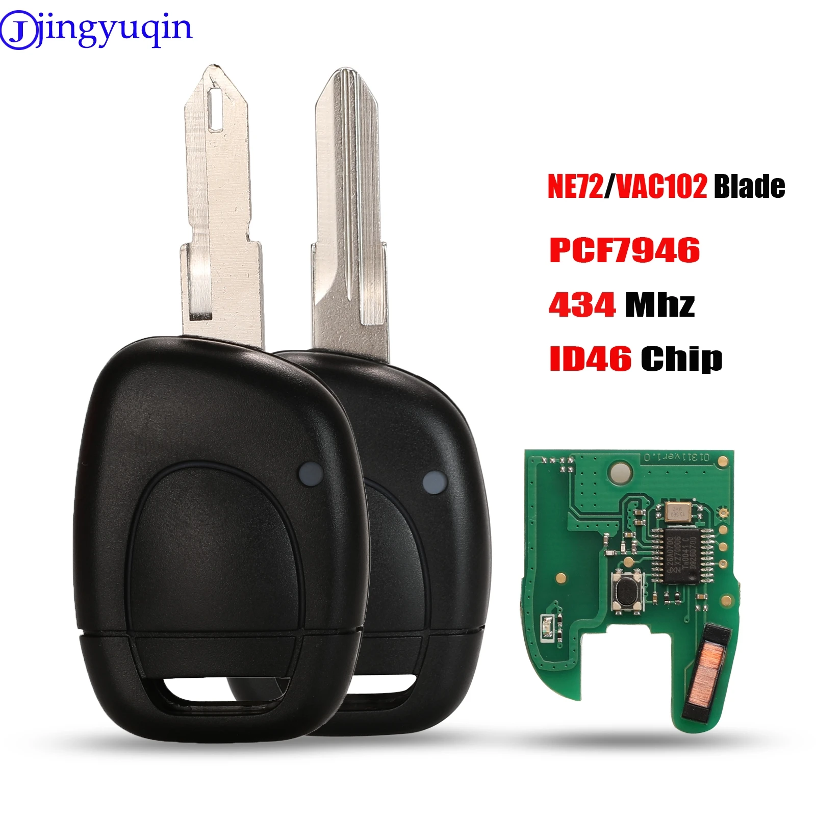 1 Button Car Remote Key Control For Renault Master Kangoo Clio Twingo VAC102 Blade PCF7946 ID46 Chip 433MHZ