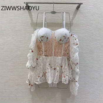 

ZIWWSHAOYU Summer Women Backless Sexy Swimsuit Bikinis Runway Designer Ladies Embroidery Beach Cami Bodysuits 2020