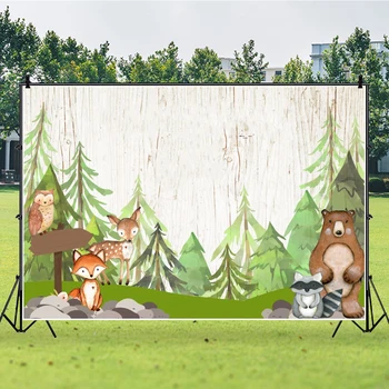 

Laeacco Forest Jungle Animal Newborn Baby Shower Birthday Backdrop Customize Photography Background For Photo Studio Photophone