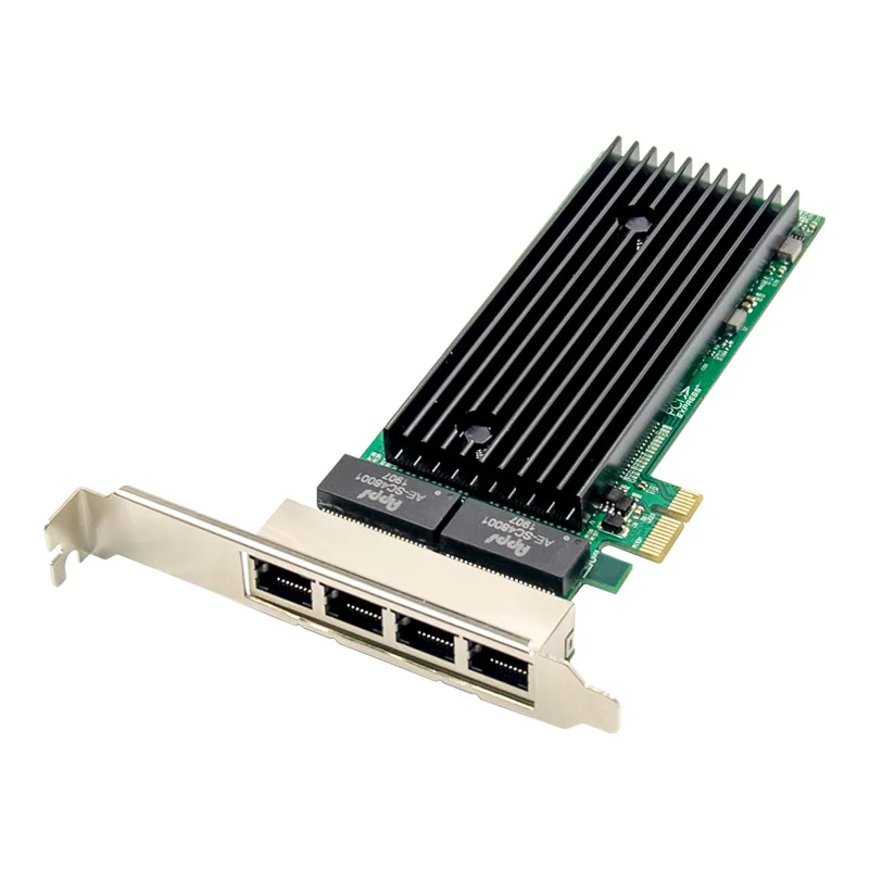 Четырехпортовая сетевая карта PCI-E 4 порта RJ45 1X PCIe x1 чип Intel 82576 10/100 Мбит/с lan