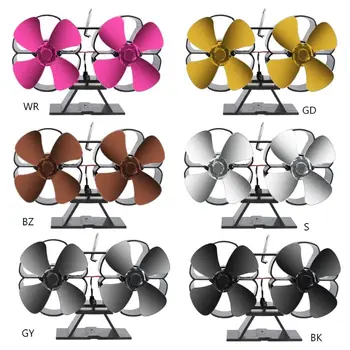 

Double Motor 8 Blades Heat Powered Stove Fireplace Eco Fan Silent Fuel Saving