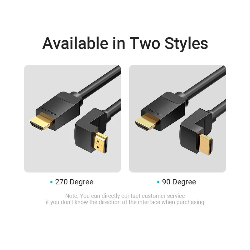 Premium Vention 4K HDMI Cable with 90/270 Degree Angle Adapter