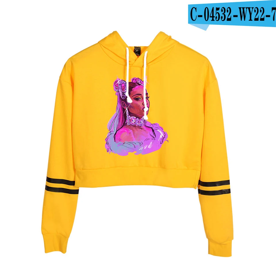 orange Hot Ariana Grande crop Top Hoodies women Fashion Cotton Harajuku Autumn Women's/girl's Hoodies And orange Sweatshirt - Цвет: orange