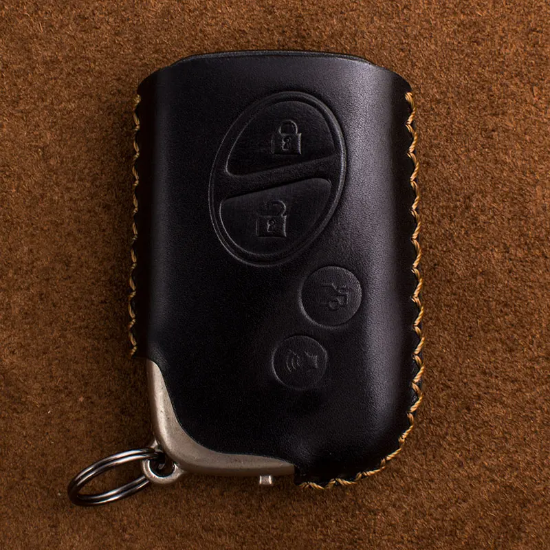 4Button Black Brown Натуральная кожа чехол для ключей ключ крышка Защита сумка для Lexus CT200H GX400 GX460 IS250 IS300C RX270 ES240 ES350 LS460 GS300 450h 460h - Название цвета: 4Button Black Brown