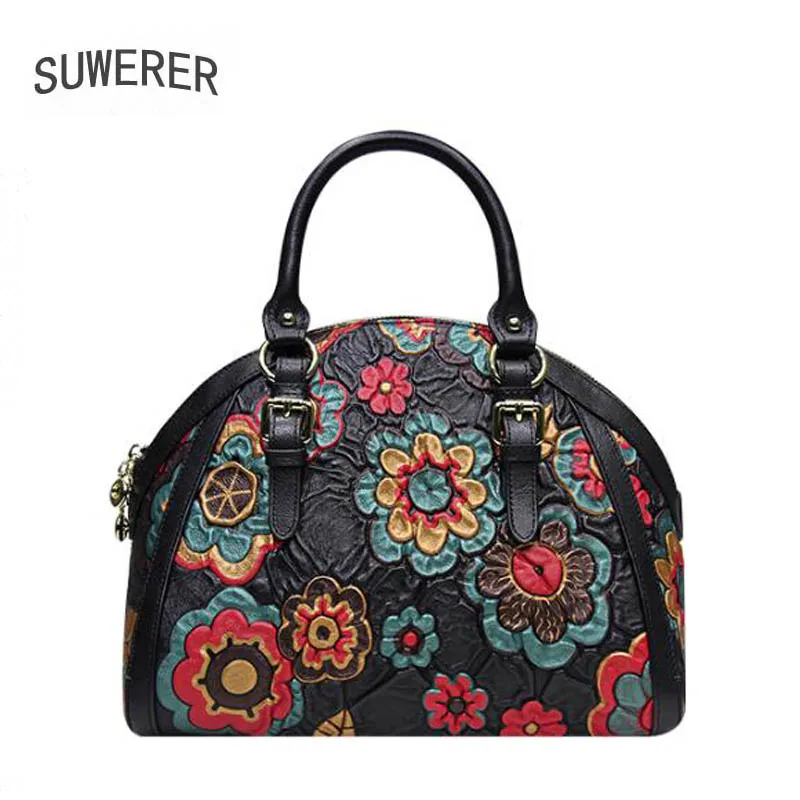 

New Women Genuine Leather Bag luxury handbag women bag designer leather women shoulder bag Women famous brand fashion Flower bag