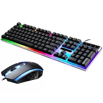 

G21 Wired USB Rainbow Gaming Keyboard and Mouse Set Multi-Color Changing Backlight Mouse Mice 104 Keys