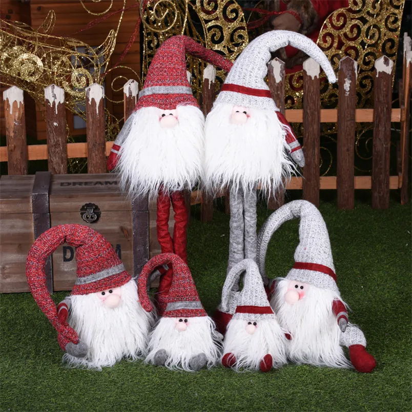 Милая одежда, игрушки, большие бородатые куклы Санта Клауса, сидящие Chirtsmas статуэтки, Adornos De Navidad орнамент с рождественской елкой, Navidad