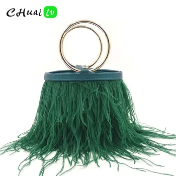

round bags lady colorful feather handbags for girl luxury designer designer bags famous brand women bags 2020 free shipping