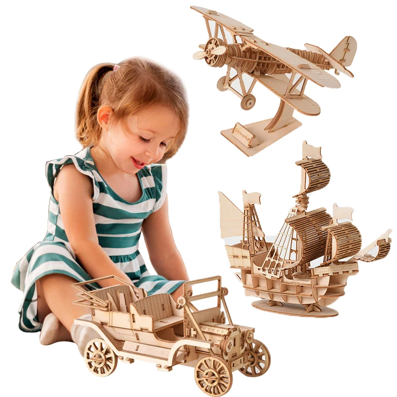 Mechanical Gears Engineering Models Wooden Craft Kit 3D Puzzle For Kids