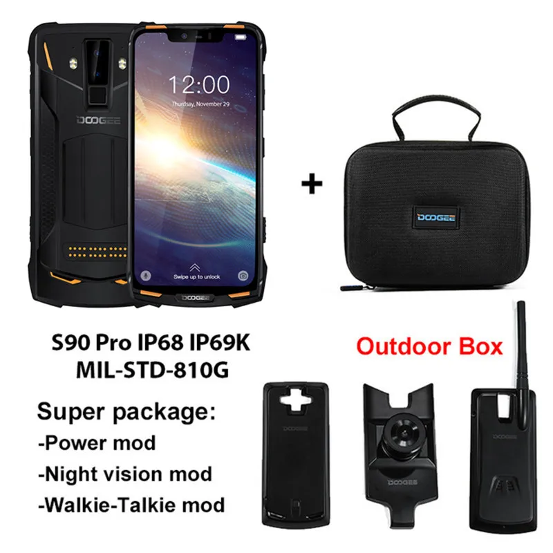 Новейший DOOGEE S90 Pro Смартфон Android 9,0 Helio P70 6 ГБ 128 ГБ IP68 прочный мобильный телефон Восьмиядерный 6,18 ''FHD+ дисплей 16 МП